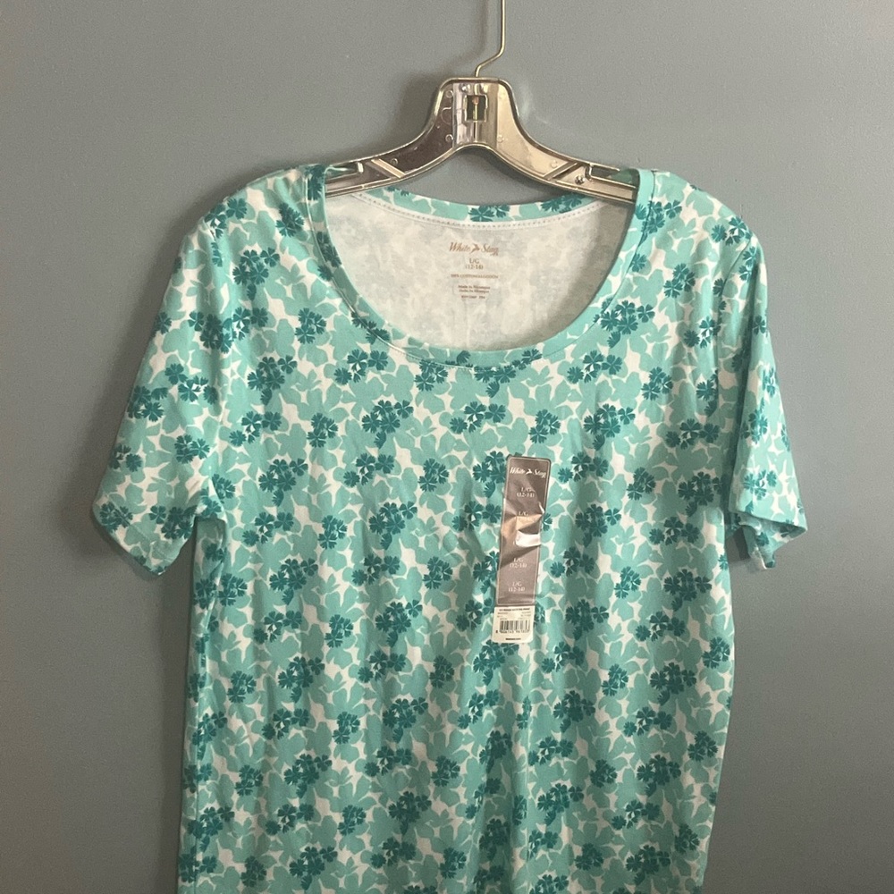 SELLING WHITE STAG BLOUSE FOR WOMEN SIZE L COLOR GREEN/WHITE SHORT SLEEVE BNWT